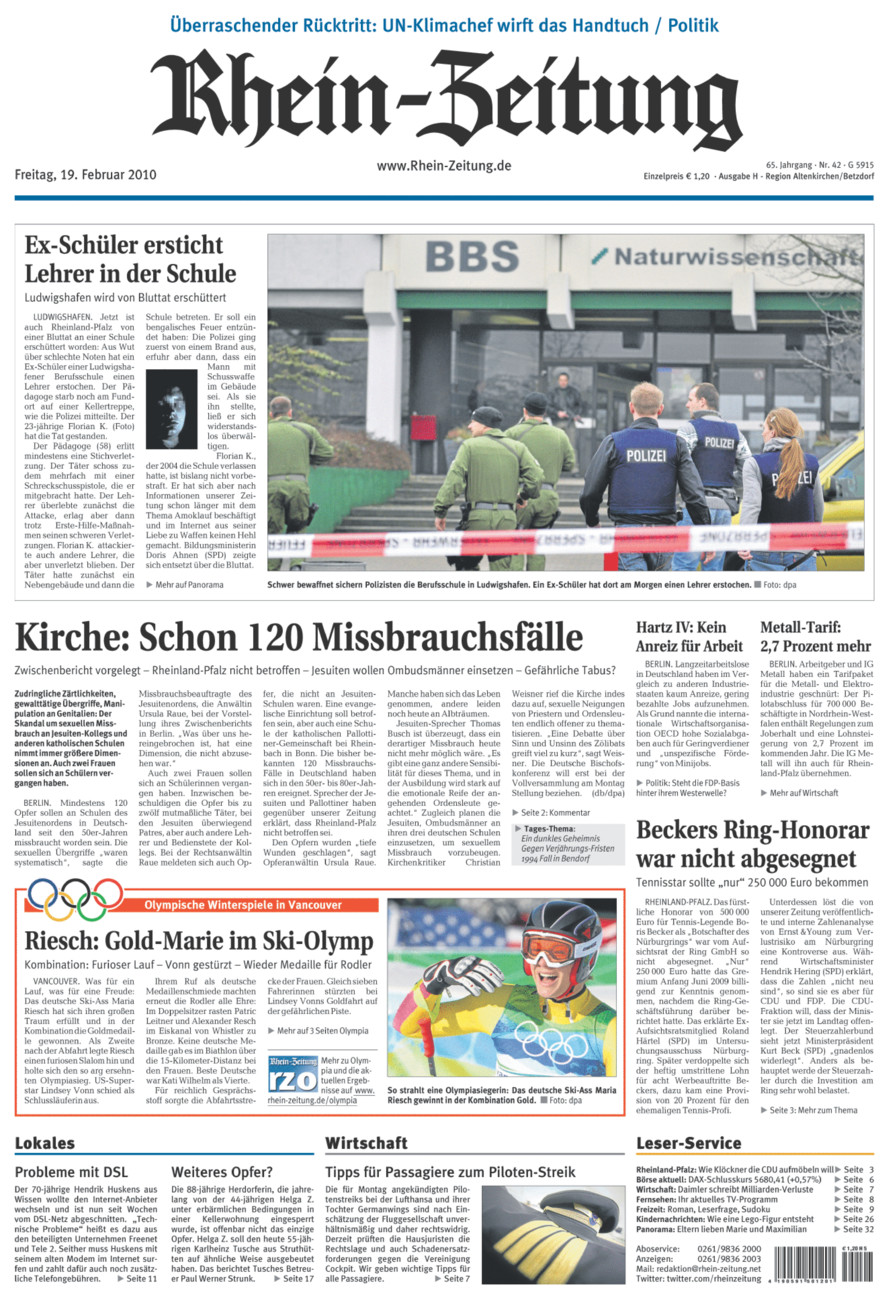 Rhein-Zeitung Kreis Altenkirchen vom Freitag, 19.02.2010