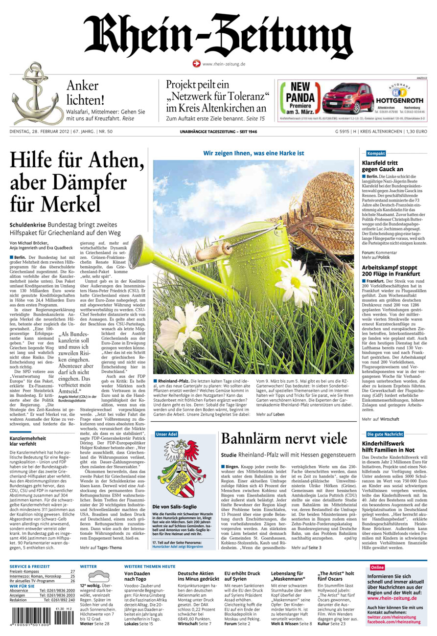 Rhein-Zeitung Kreis Altenkirchen vom Dienstag, 28.02.2012