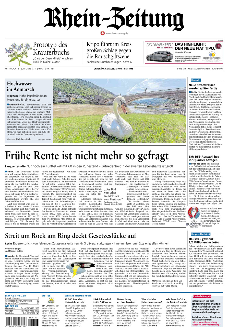Rhein-Zeitung Kreis Altenkirchen vom Mittwoch, 08.06.2016