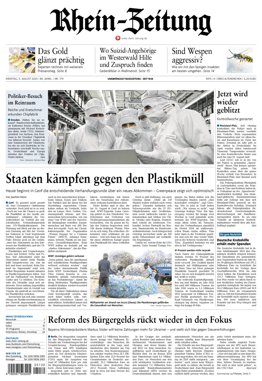 Rhein-Zeitung Kreis Altenkirchen vom Dienstag, 05.08.2025