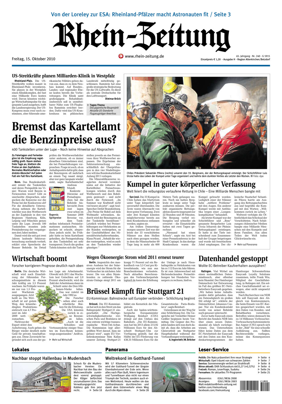 Rhein-Zeitung Kreis Altenkirchen vom Freitag, 15.10.2010