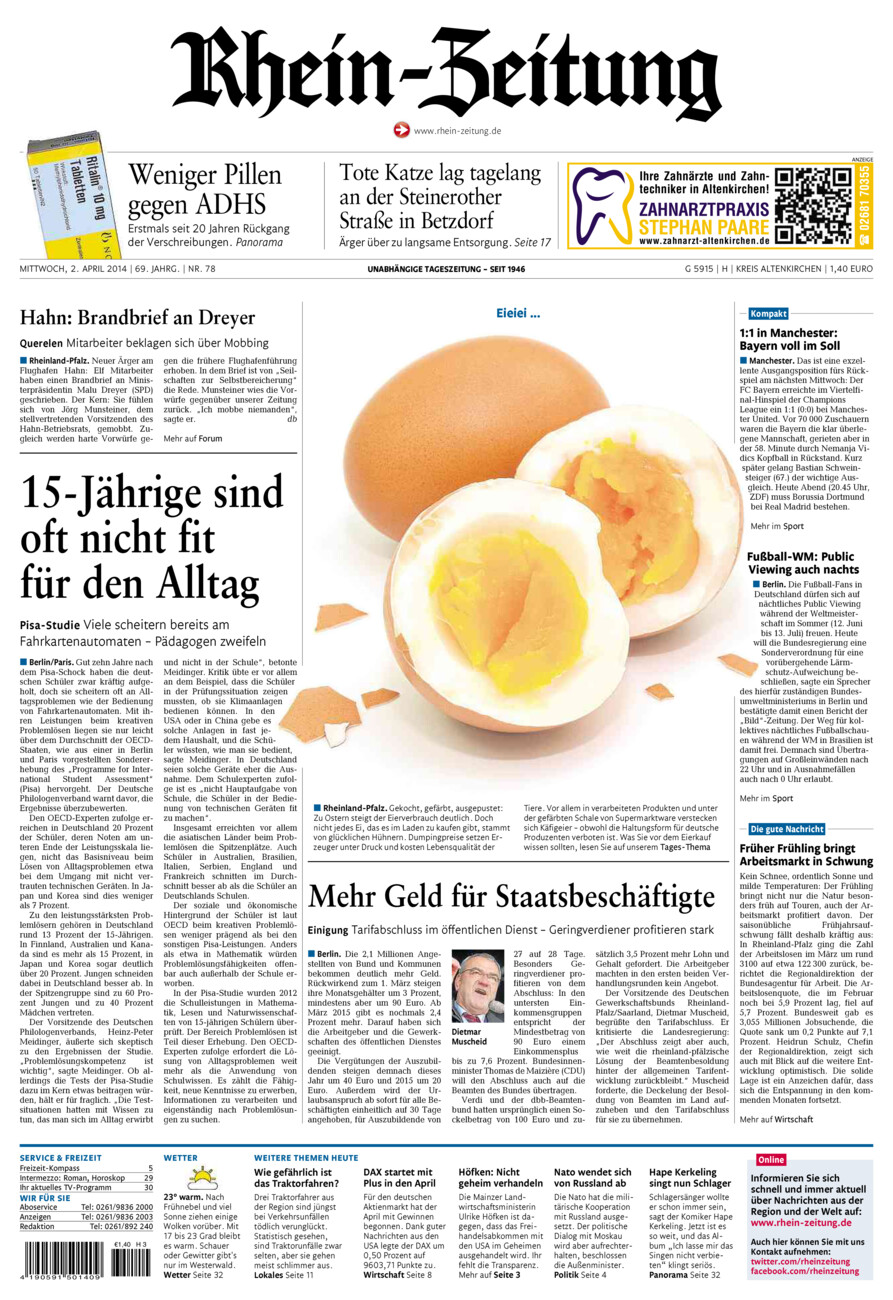 Rhein-Zeitung Kreis Altenkirchen vom Mittwoch, 02.04.2014