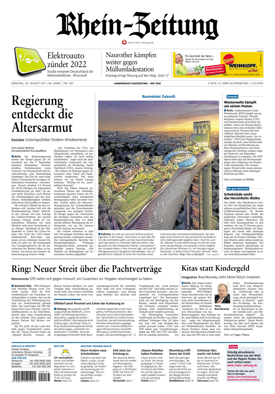 Rhein-Zeitung Kreis Altenkirchen vom Dienstag, 30.08.2011
