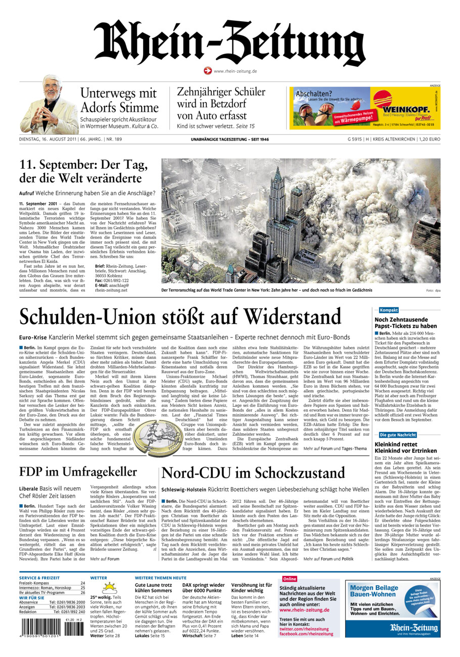 Rhein-Zeitung Kreis Altenkirchen vom Dienstag, 16.08.2011