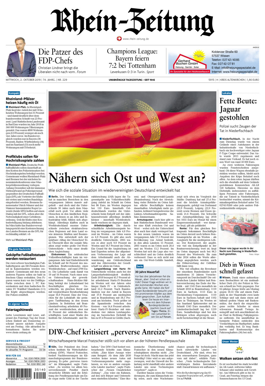 Rhein-Zeitung Kreis Altenkirchen vom Mittwoch, 02.10.2019