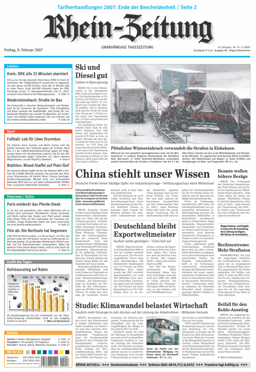 Rhein-Zeitung Kreis Altenkirchen vom Freitag, 09.02.2007