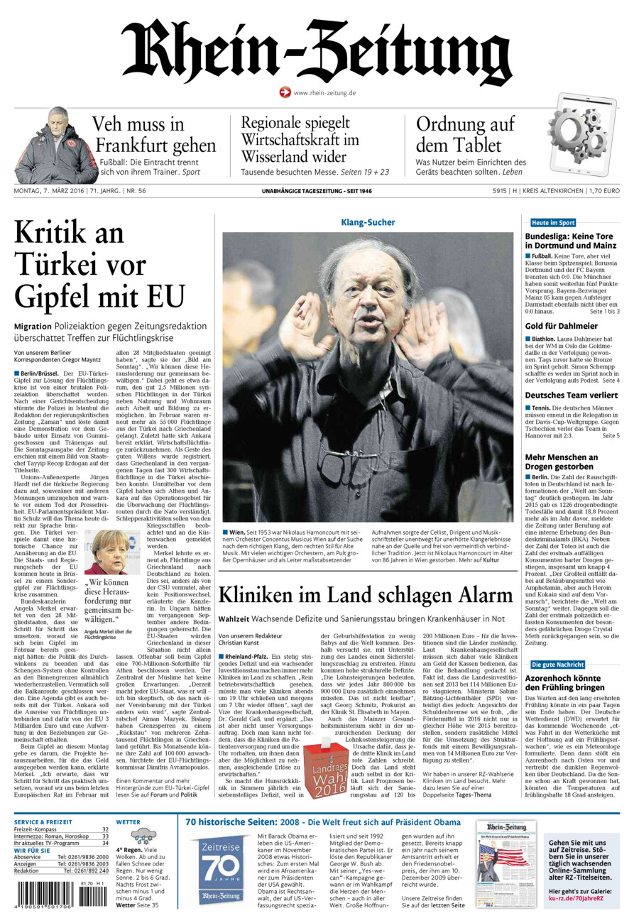 Rhein-Zeitung Kreis Altenkirchen vom Montag, 07.03.2016