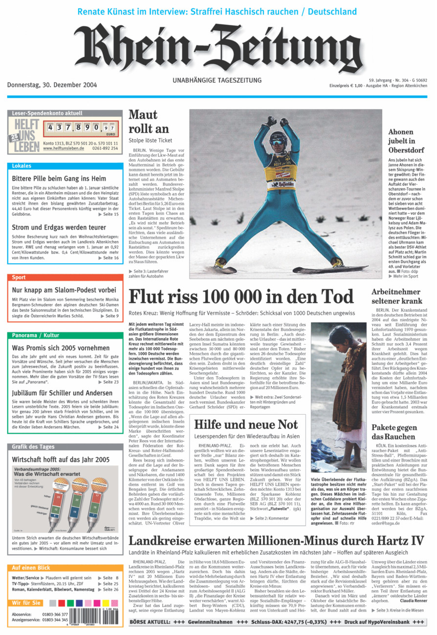 Rhein-Zeitung Kreis Altenkirchen vom Donnerstag, 30.12.2004