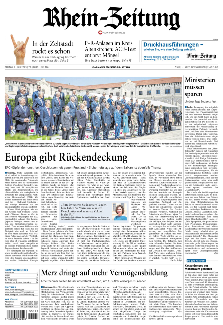 Rhein-Zeitung Kreis Altenkirchen vom Freitag, 02.06.2023