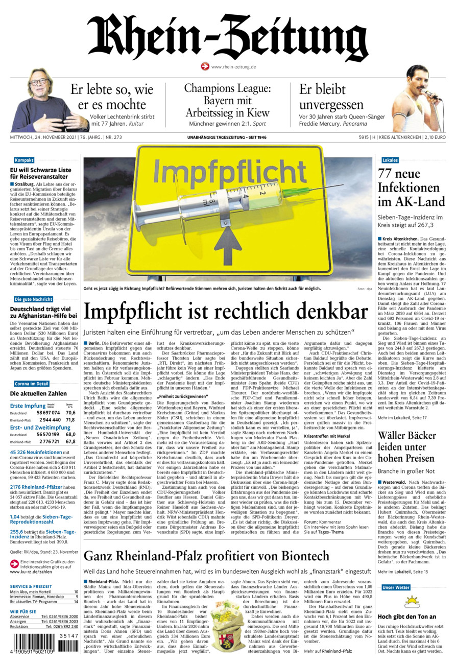 Rhein-Zeitung Kreis Altenkirchen vom Mittwoch, 24.11.2021