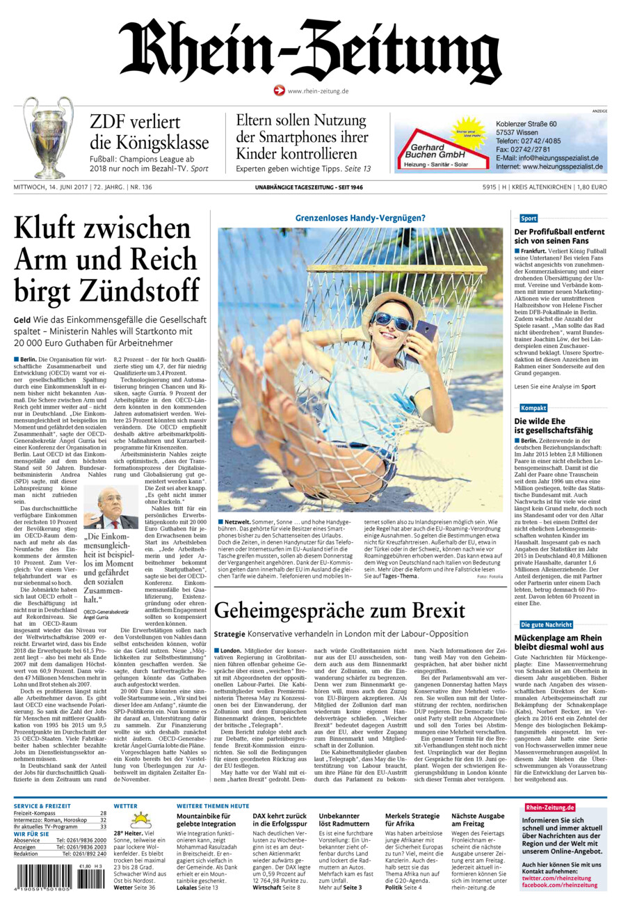 Rhein-Zeitung Kreis Altenkirchen vom Mittwoch, 14.06.2017