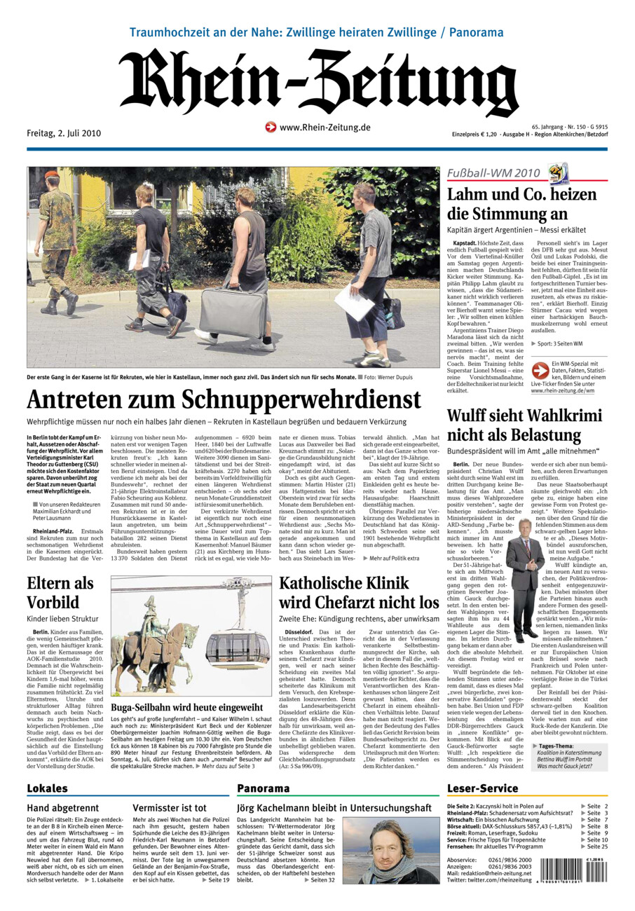 Rhein-Zeitung Kreis Altenkirchen vom Freitag, 02.07.2010