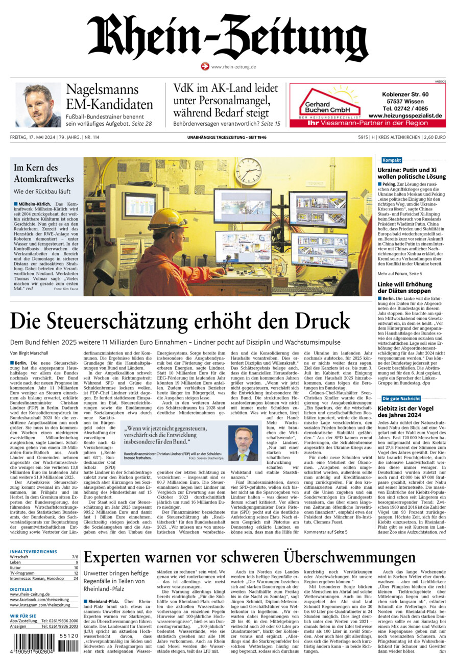 Rhein-Zeitung Kreis Altenkirchen vom Freitag, 17.05.2024
