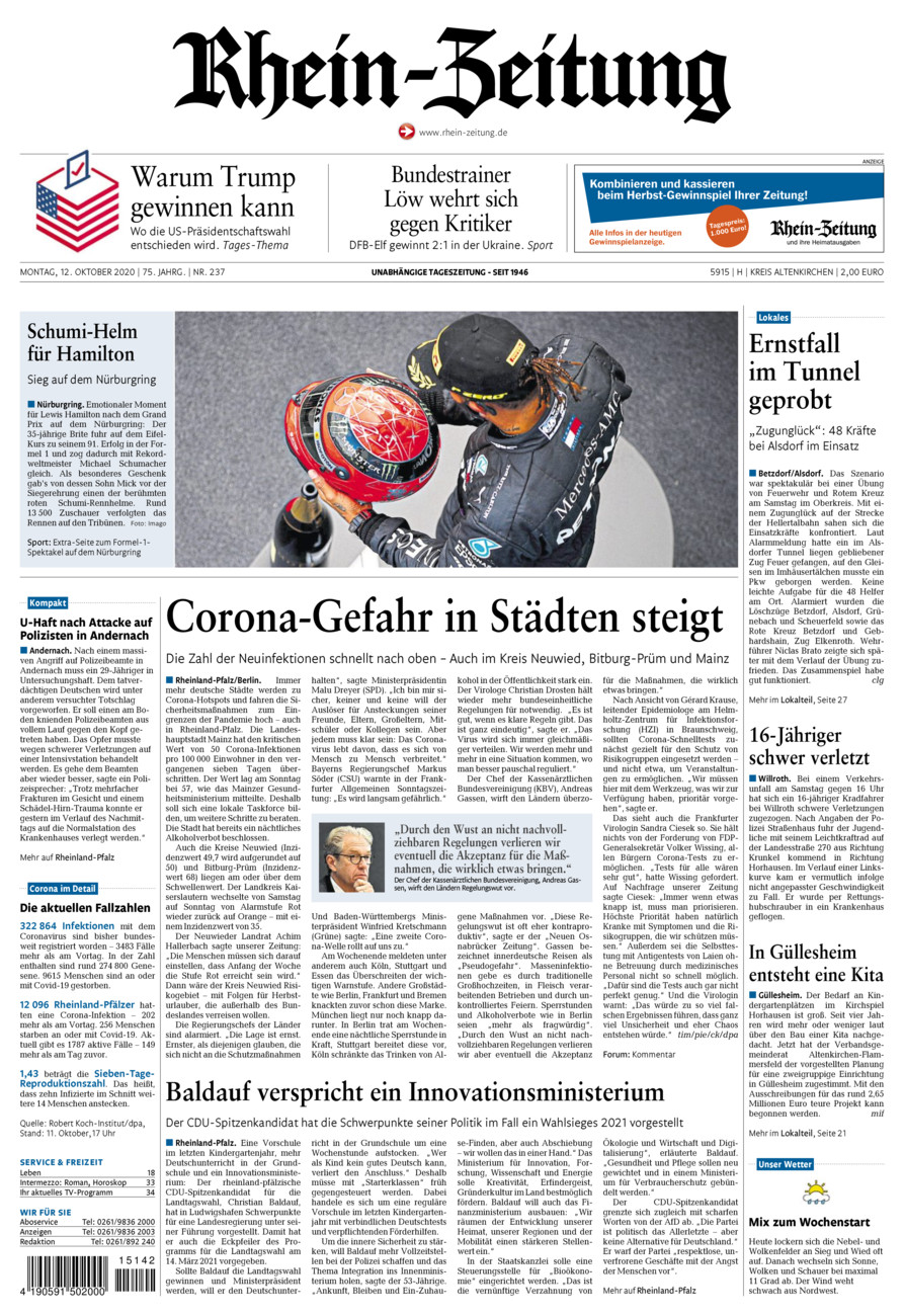 Rhein-Zeitung Kreis Altenkirchen vom Montag, 12.10.2020