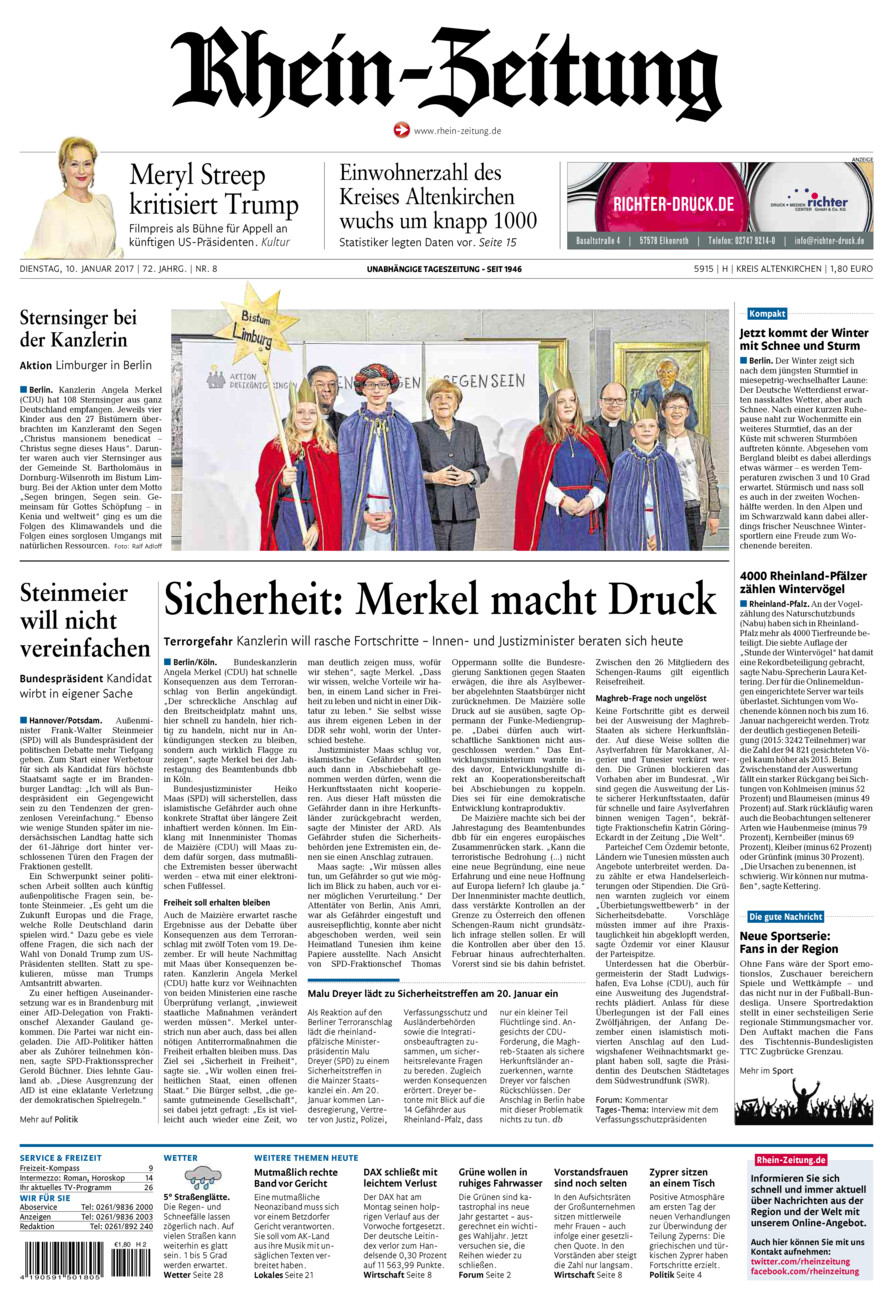 Rhein-Zeitung Kreis Altenkirchen vom Dienstag, 10.01.2017