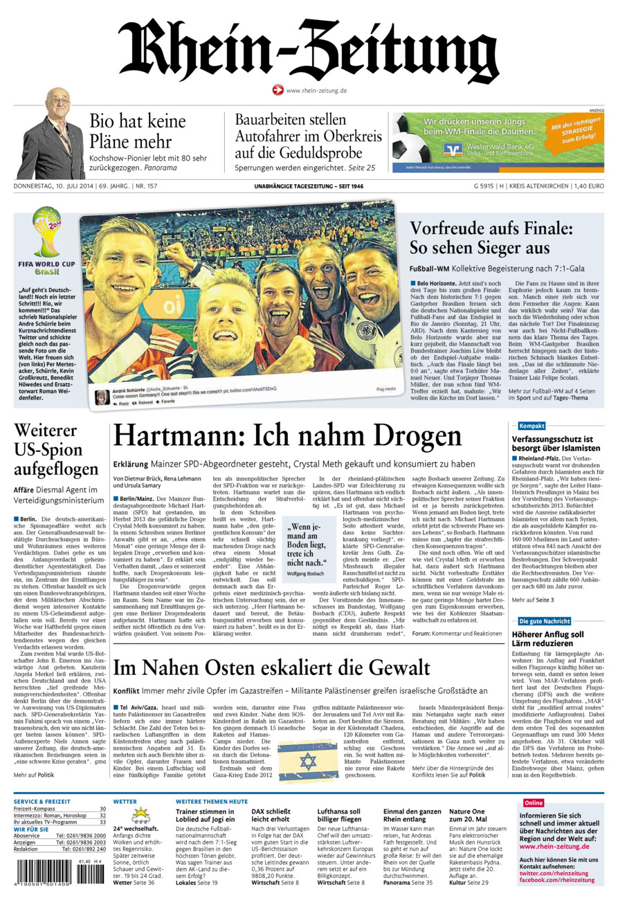 Rhein-Zeitung Kreis Altenkirchen vom Donnerstag, 10.07.2014