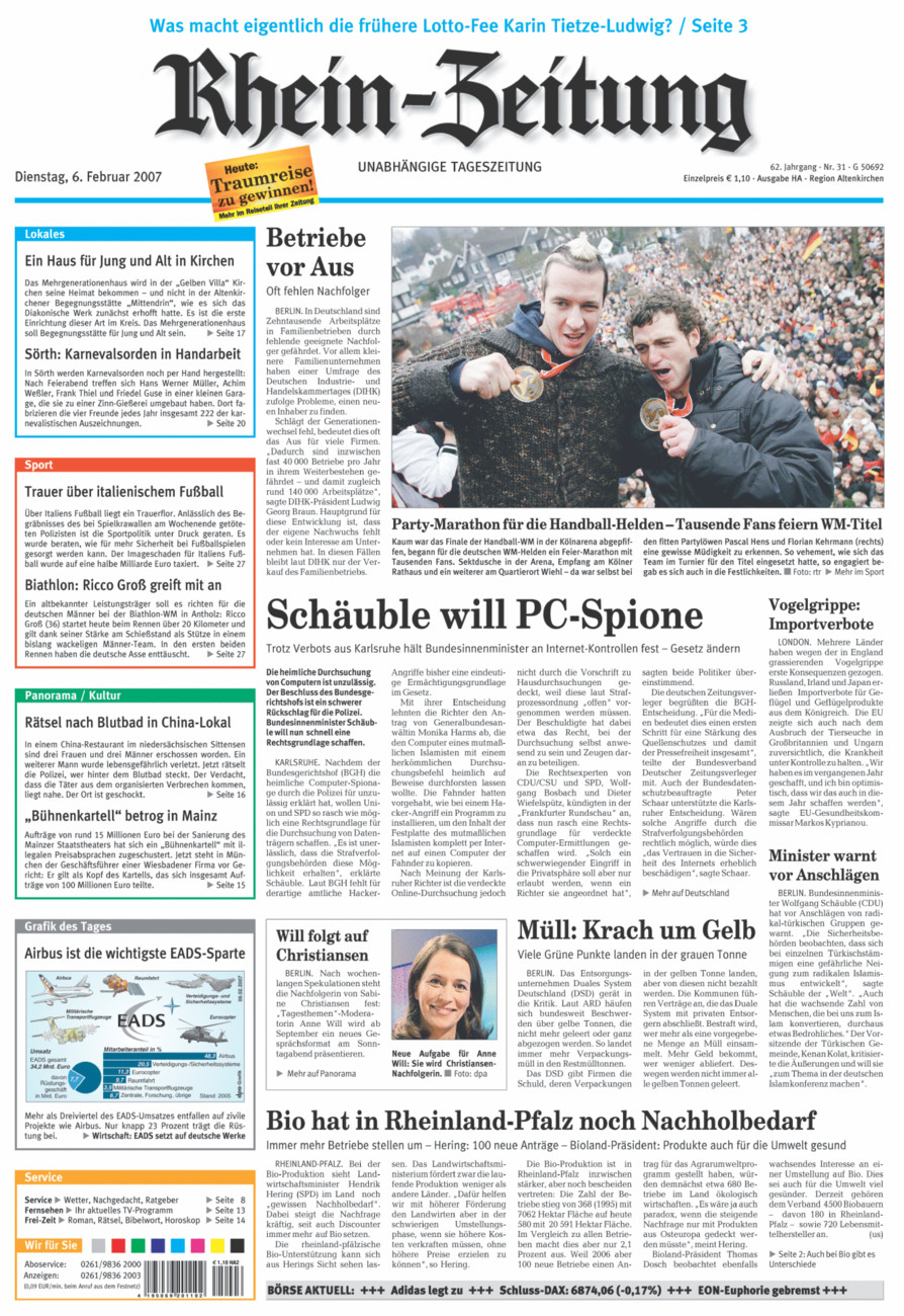Rhein-Zeitung Kreis Altenkirchen vom Dienstag, 06.02.2007