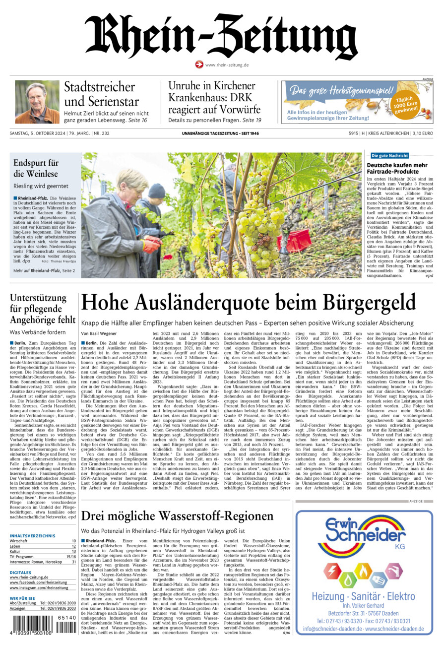 Rhein-Zeitung Kreis Altenkirchen vom Samstag, 05.10.2024