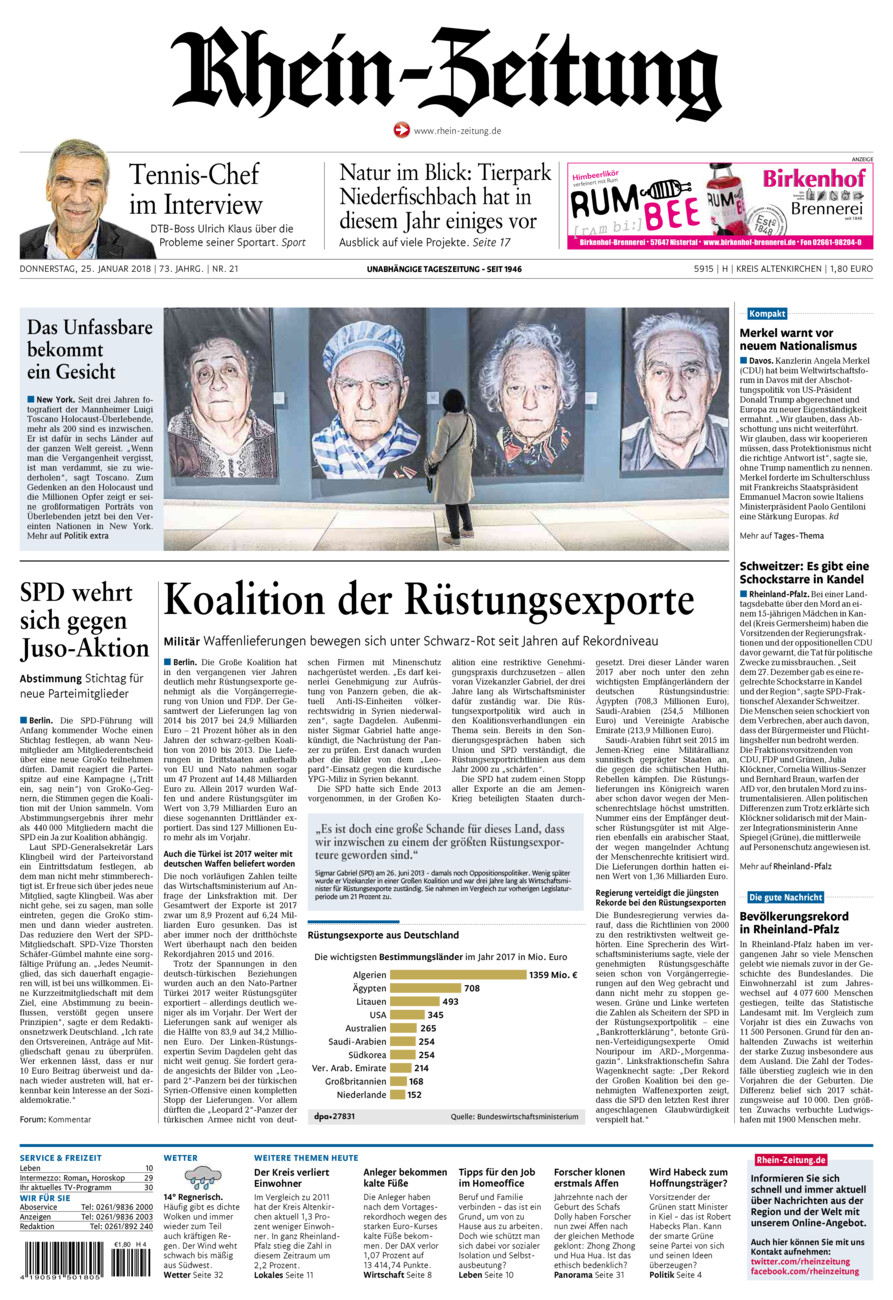 Rhein-Zeitung Kreis Altenkirchen vom Donnerstag, 25.01.2018