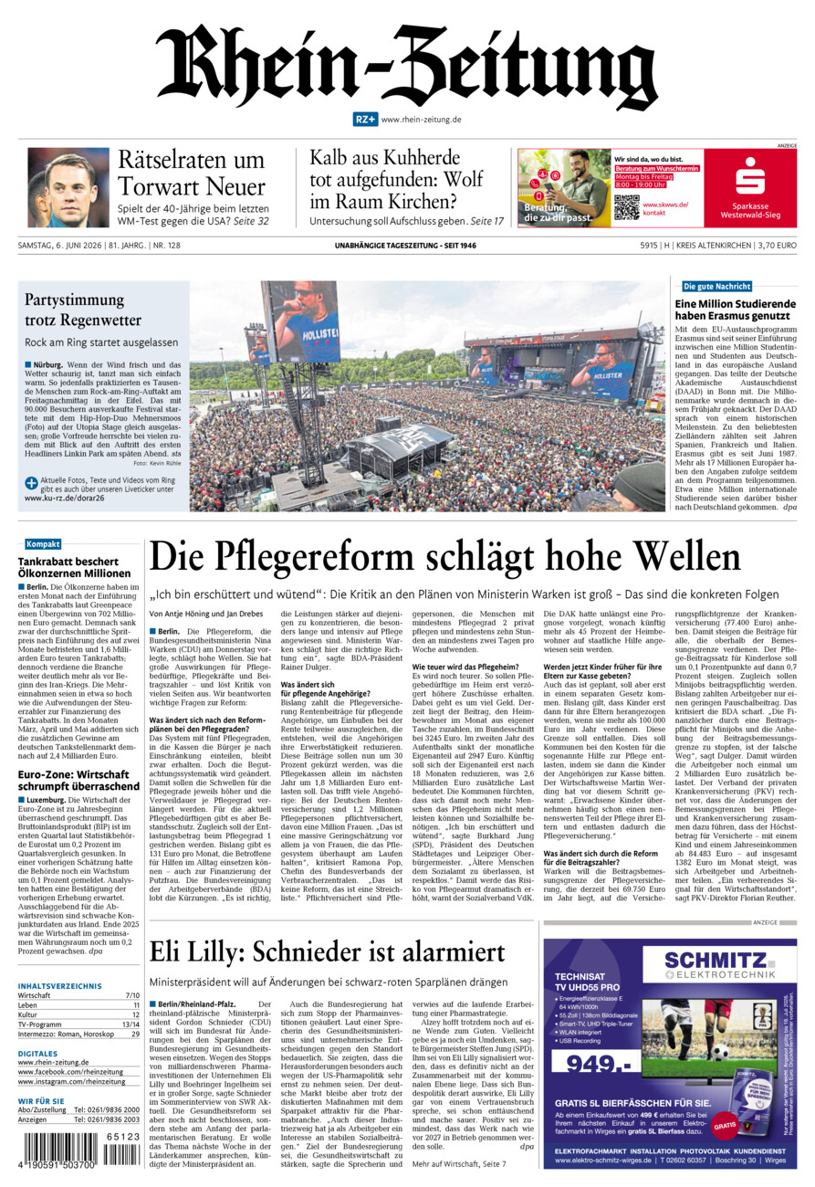 Rhein-Zeitung Kreis Altenkirchen vom Samstag, 06.06.2026