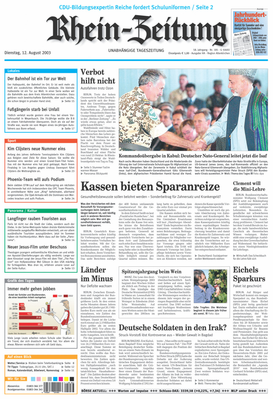 Rhein-Zeitung Kreis Altenkirchen vom Dienstag, 12.08.2003