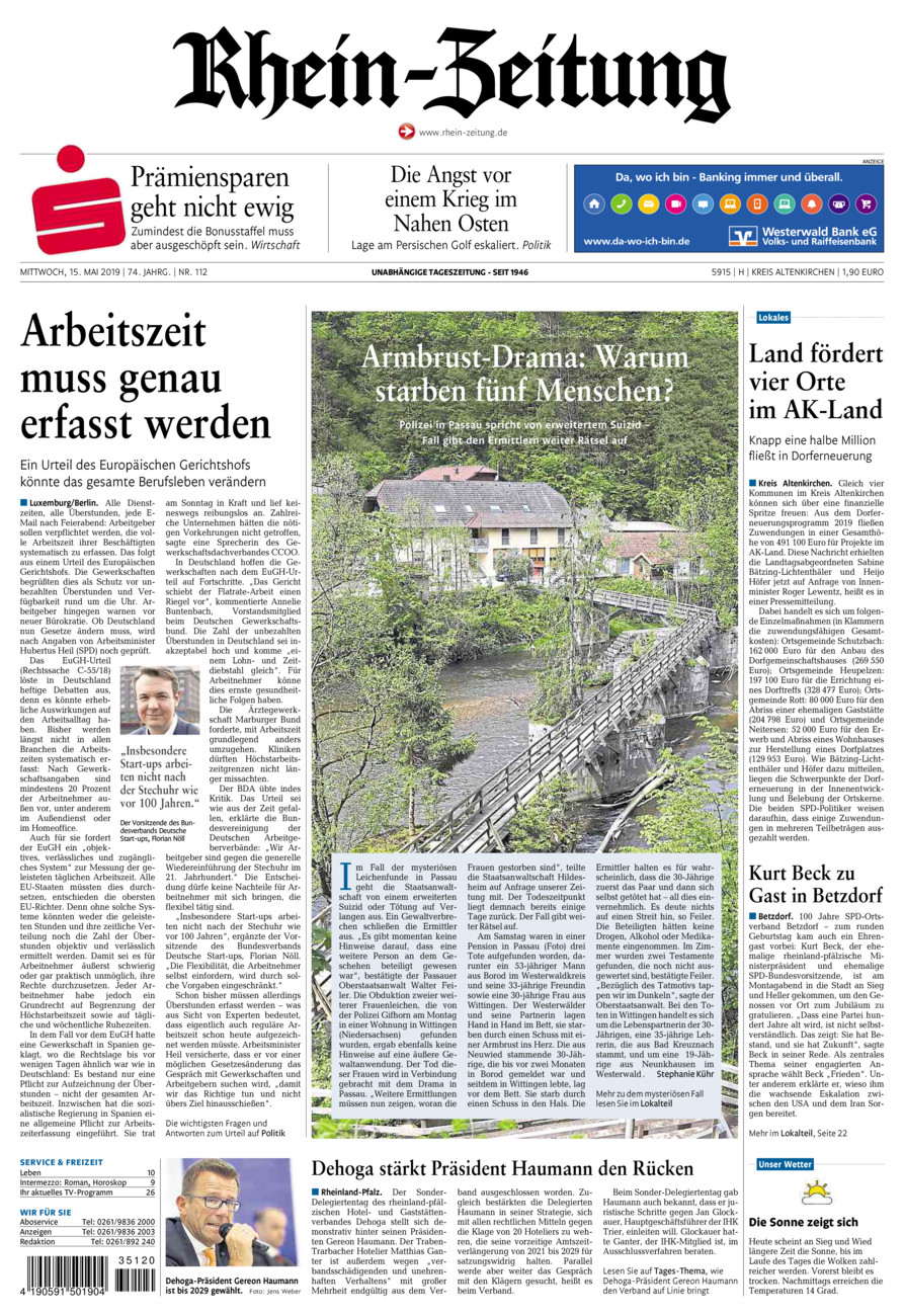 Rhein-Zeitung Kreis Altenkirchen vom Mittwoch, 15.05.2019