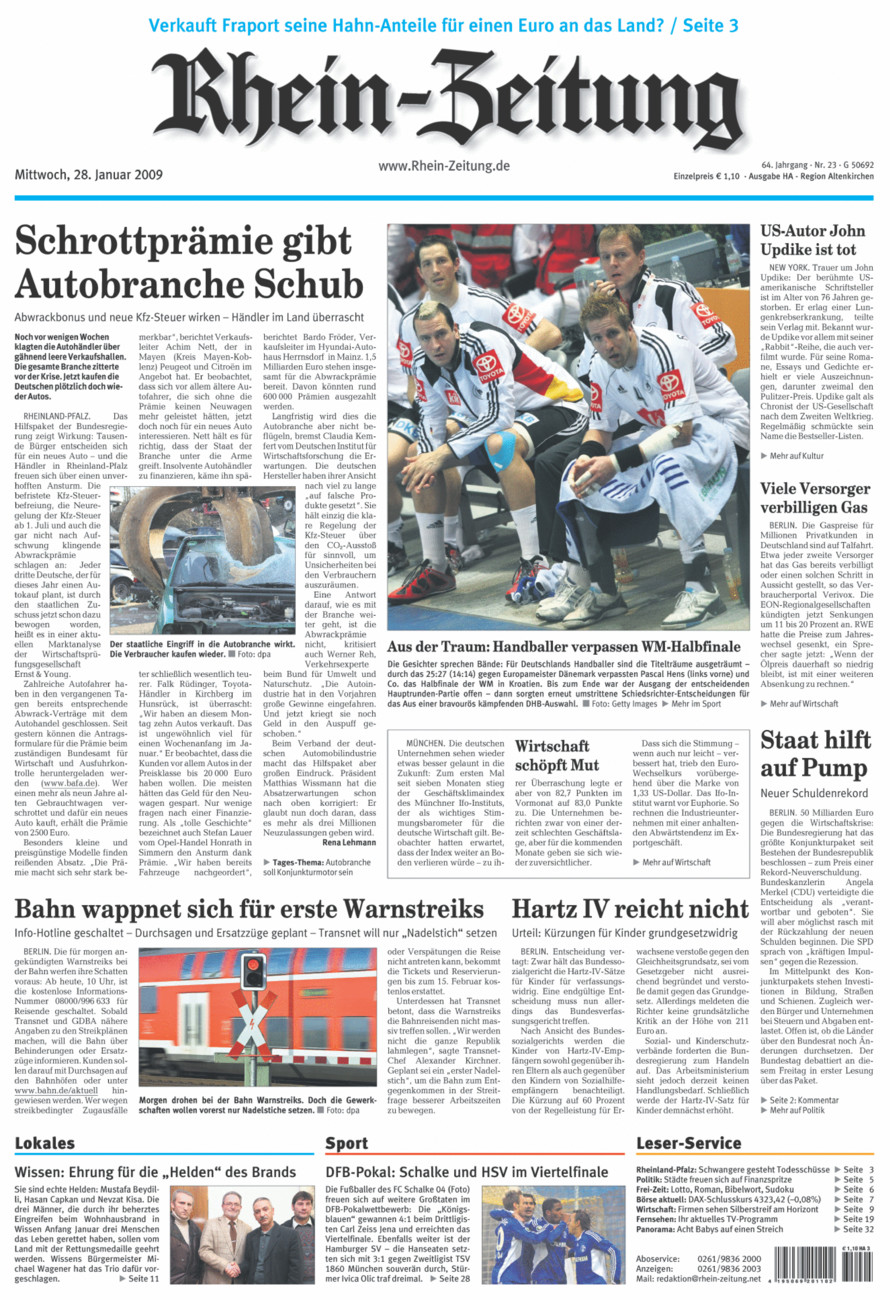Rhein-Zeitung Kreis Altenkirchen vom Mittwoch, 28.01.2009