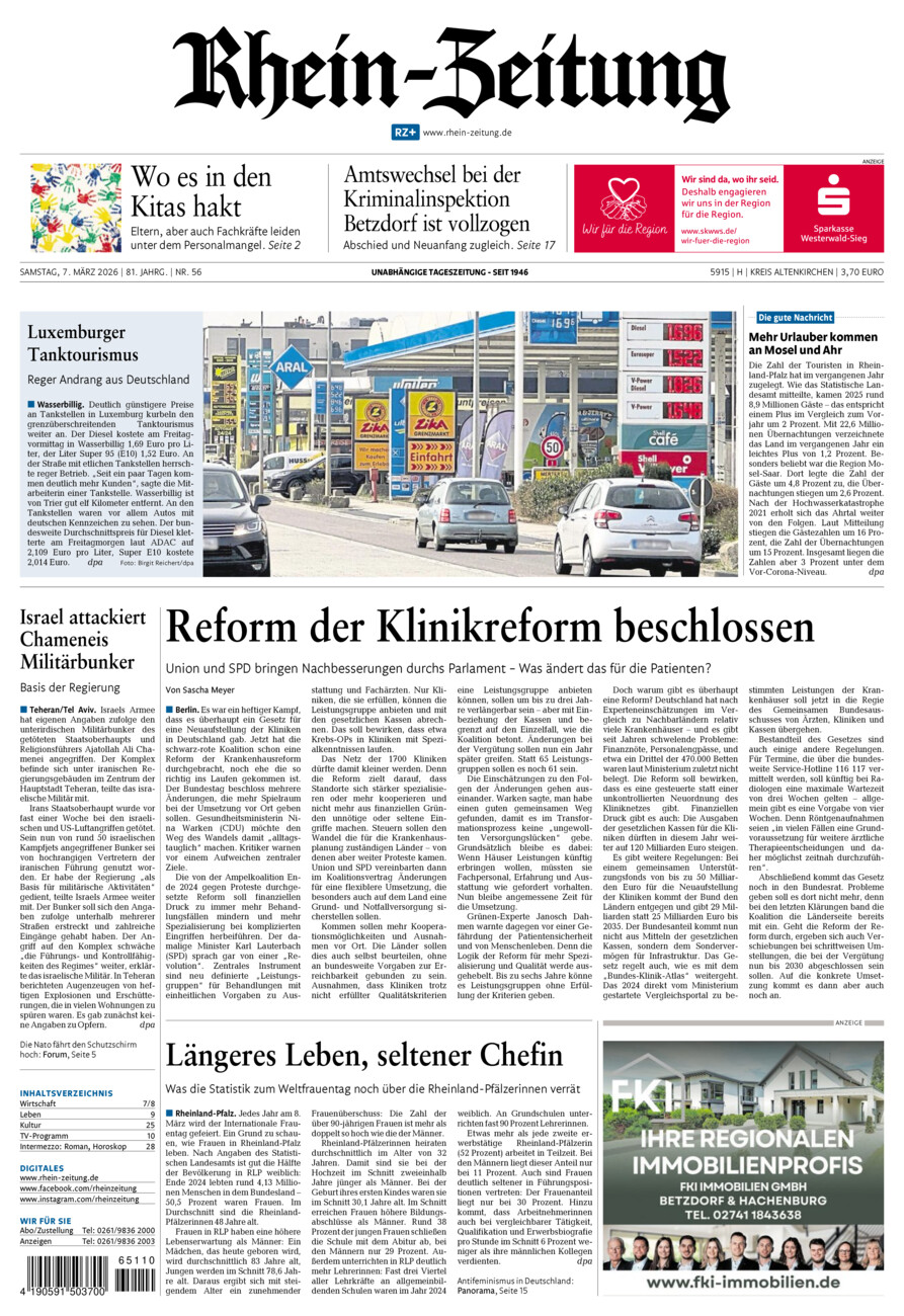 Rhein-Zeitung Kreis Altenkirchen vom Samstag, 07.03.2026