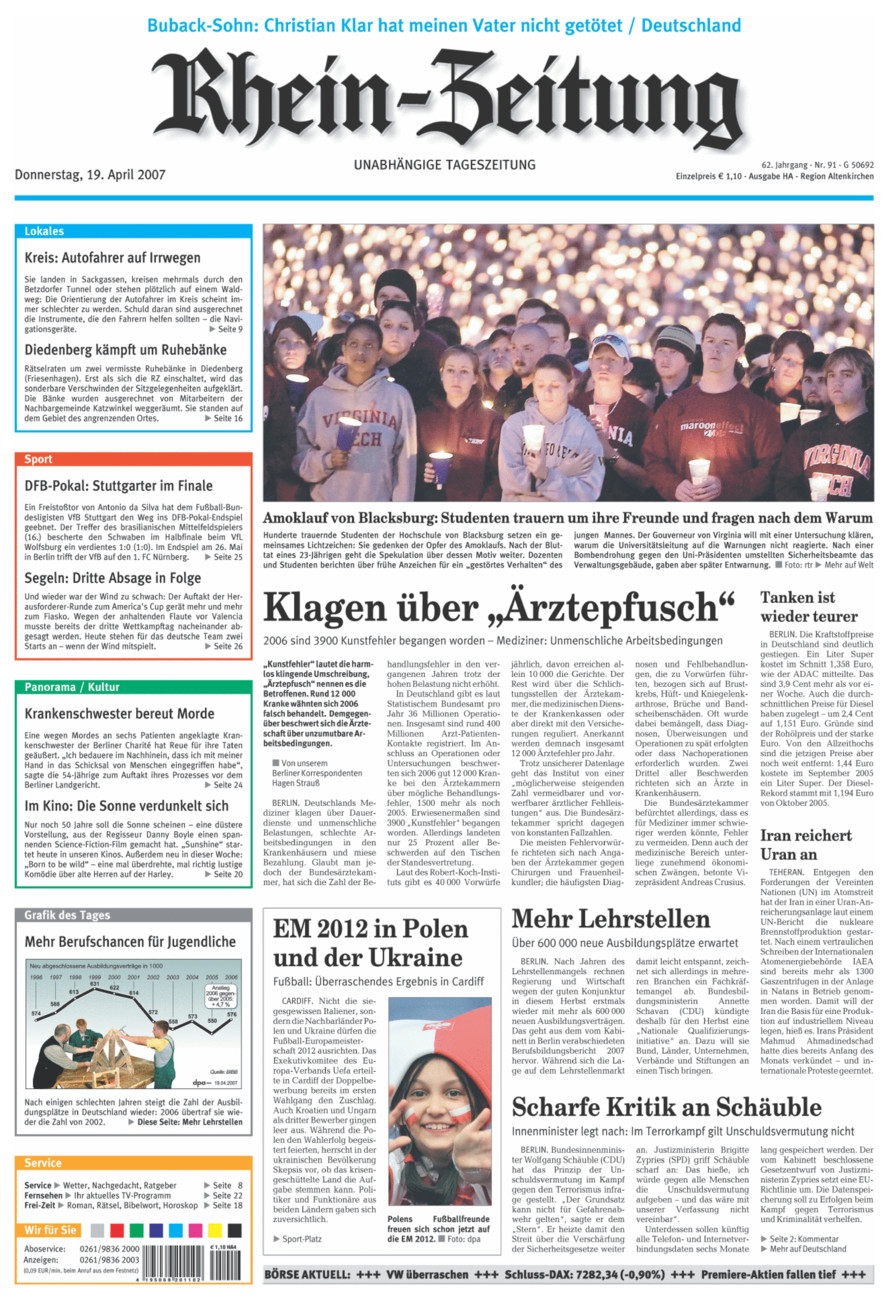 Rhein-Zeitung Kreis Altenkirchen vom Donnerstag, 19.04.2007