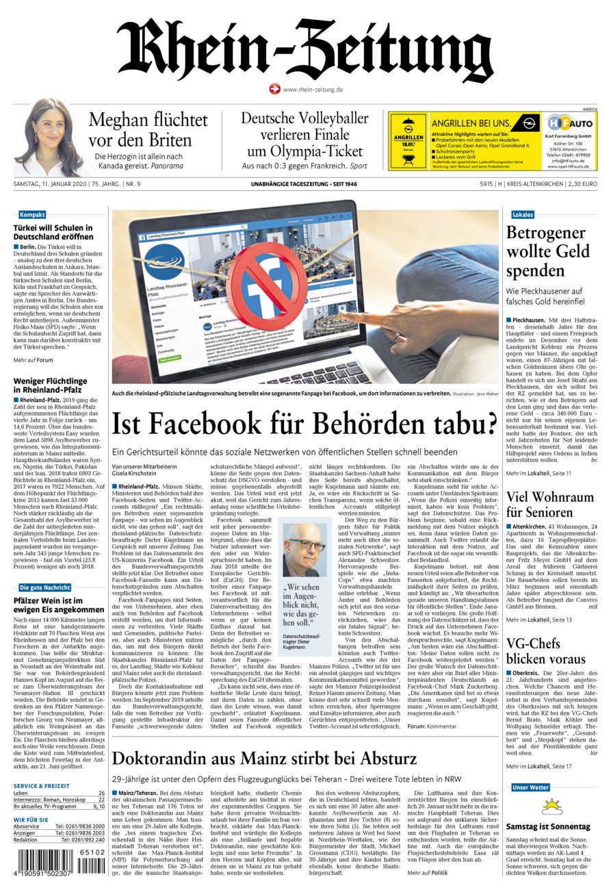 Rhein-Zeitung Kreis Altenkirchen vom Samstag, 11.01.2020