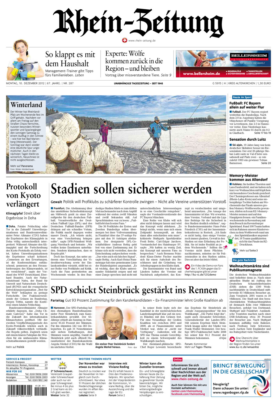 Rhein-Zeitung Kreis Altenkirchen vom Montag, 10.12.2012