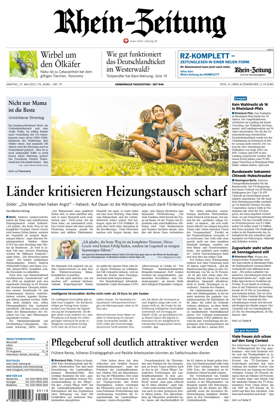 Rhein-Zeitung Kreis Altenkirchen vom Samstag, 13.05.2023