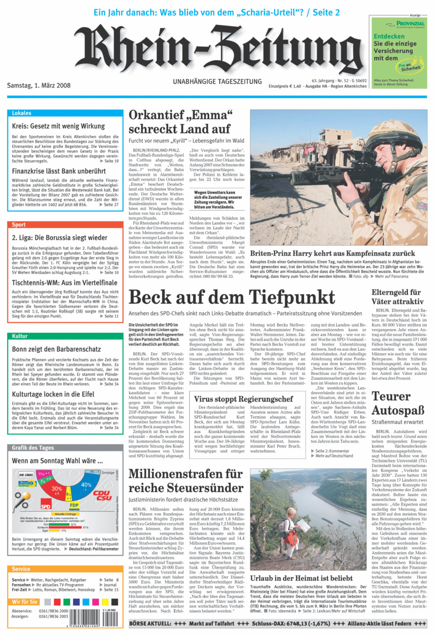 Rhein-Zeitung Kreis Altenkirchen vom Samstag, 01.03.2008