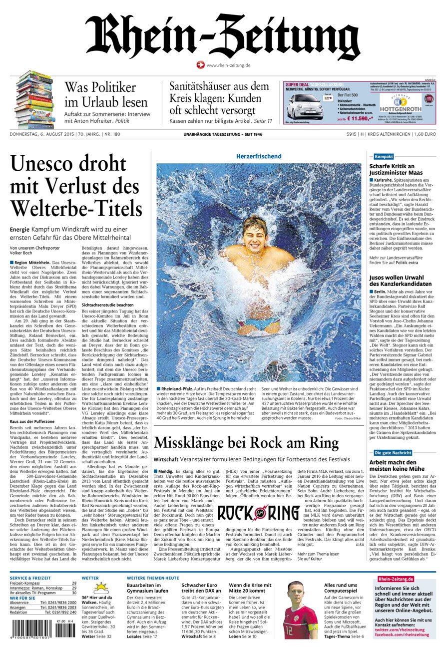 Rhein-Zeitung Kreis Altenkirchen vom Donnerstag, 06.08.2015