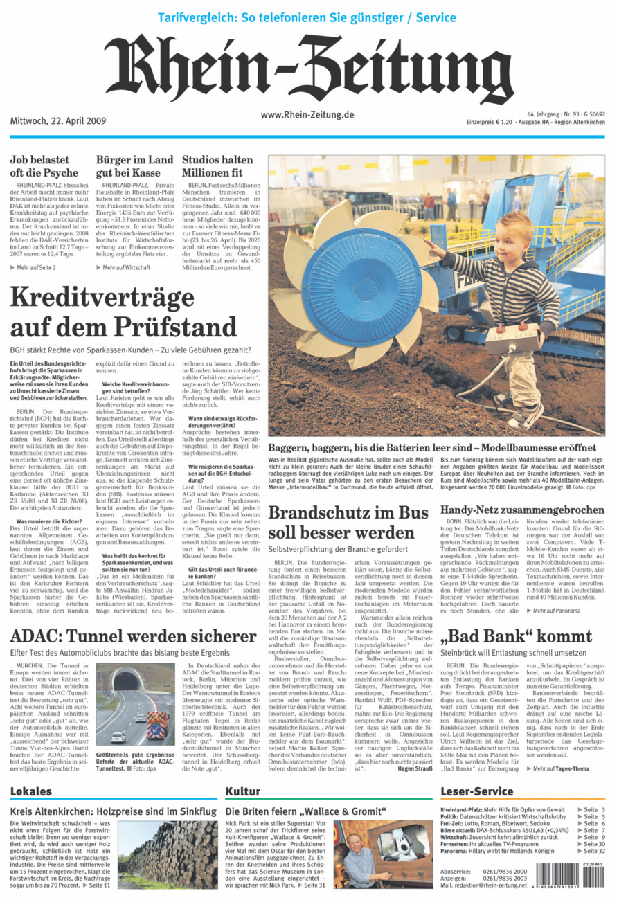Rhein-Zeitung Kreis Altenkirchen vom Mittwoch, 22.04.2009