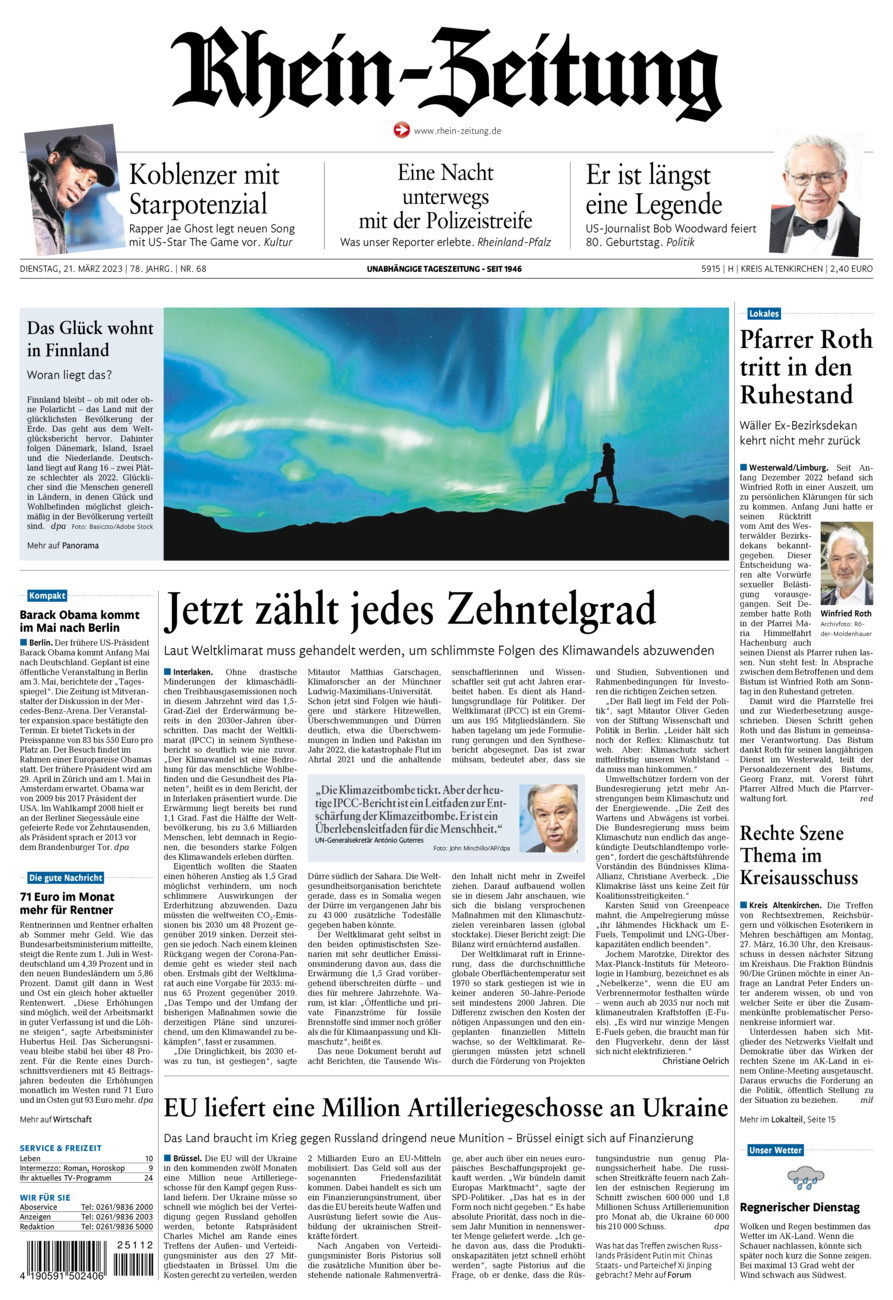 Rhein-Zeitung Kreis Altenkirchen vom Dienstag, 21.03.2023