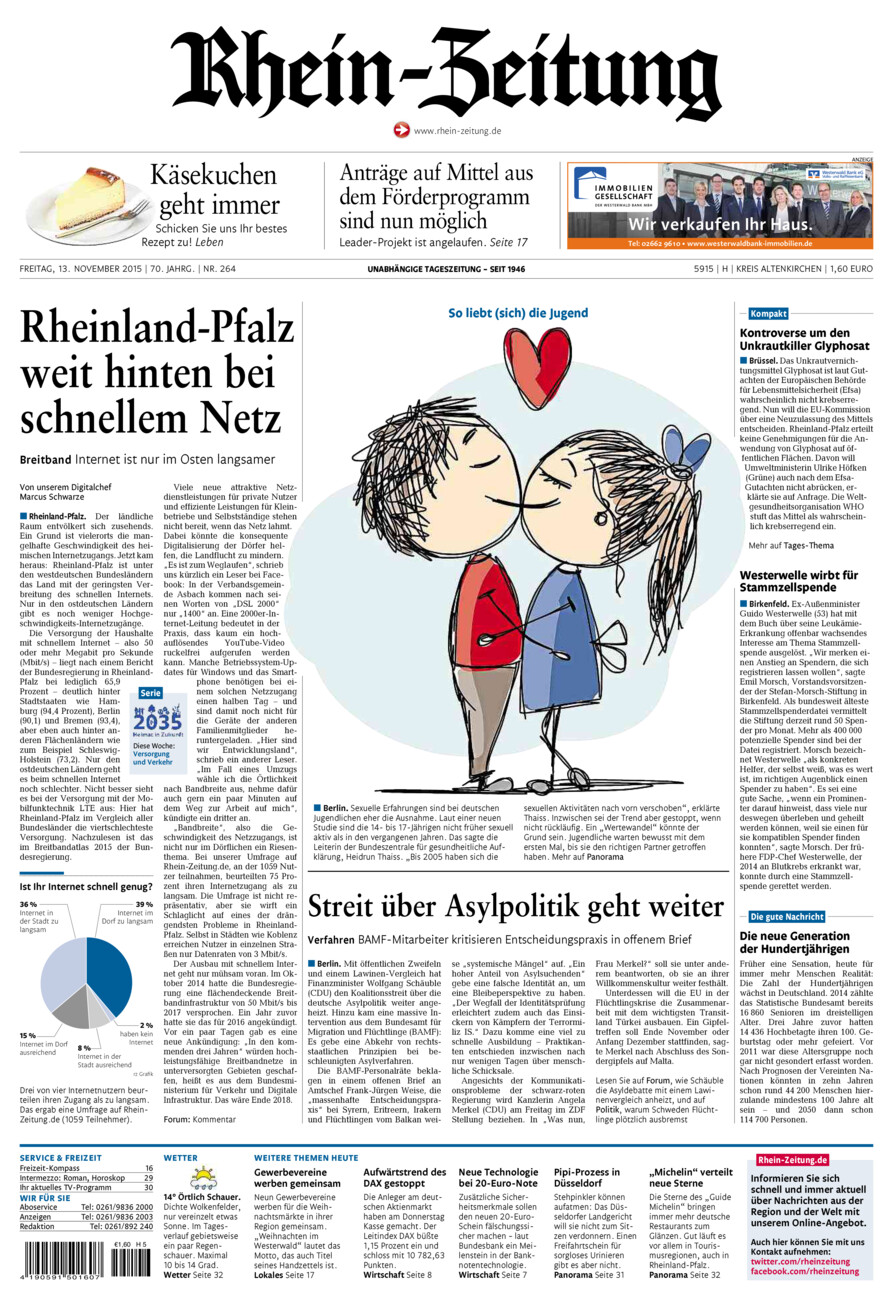Rhein-Zeitung Kreis Altenkirchen vom Freitag, 13.11.2015