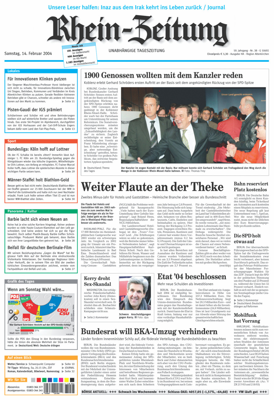 Rhein-Zeitung Kreis Altenkirchen vom Samstag, 14.02.2004