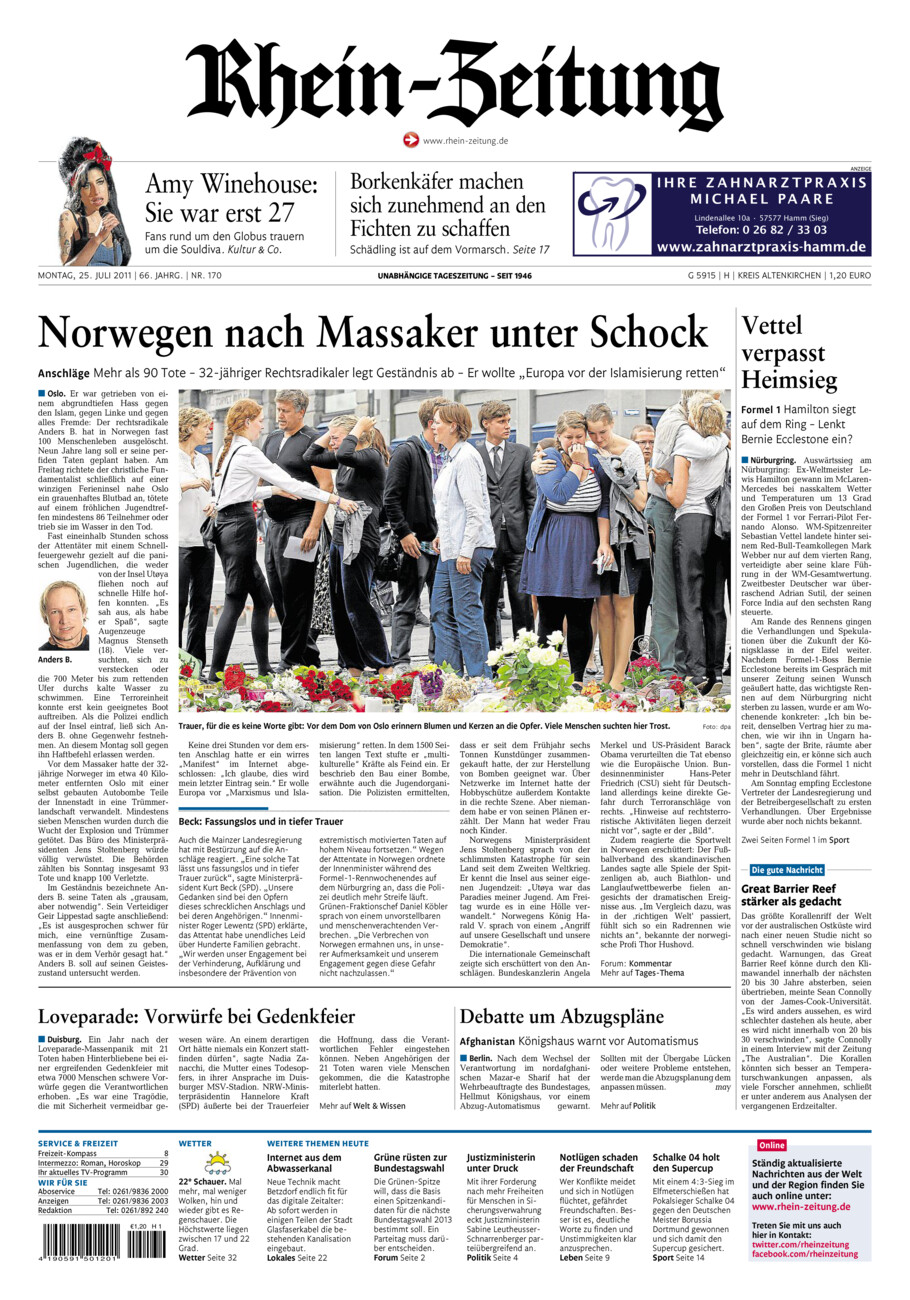 Rhein-Zeitung Kreis Altenkirchen vom Montag, 25.07.2011