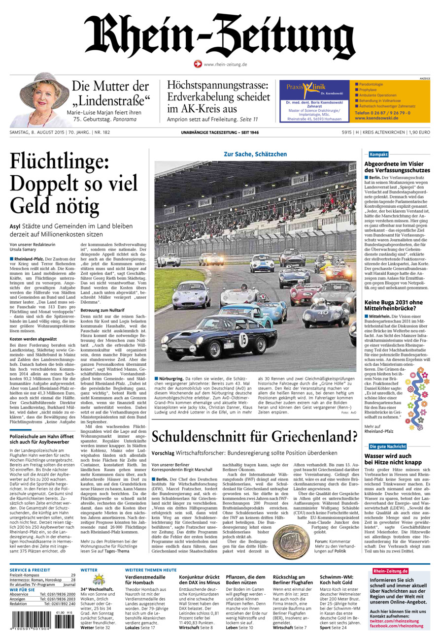Rhein-Zeitung Kreis Altenkirchen vom Samstag, 08.08.2015