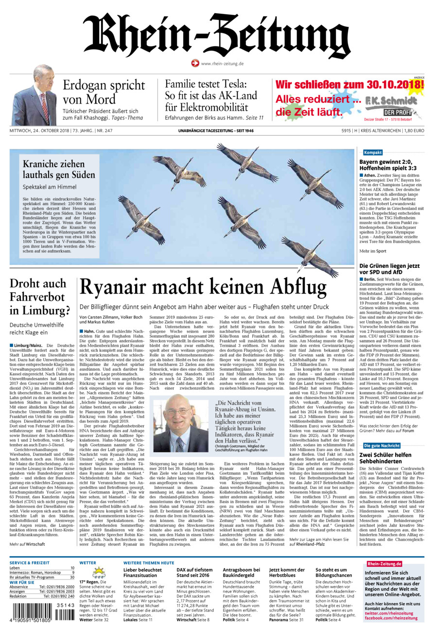 Rhein-Zeitung Kreis Altenkirchen vom Mittwoch, 24.10.2018
