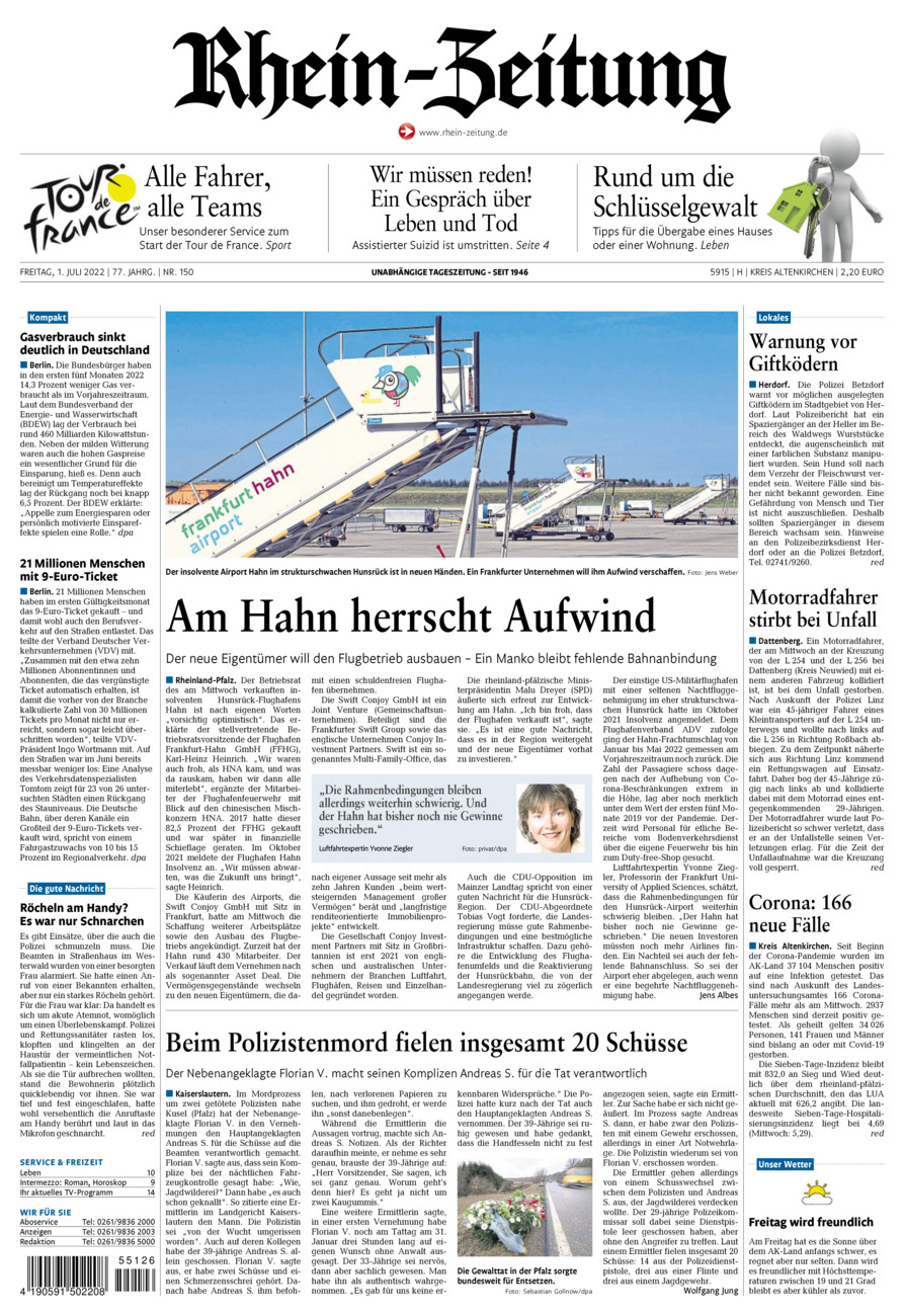 Rhein-Zeitung Kreis Altenkirchen vom Freitag, 01.07.2022