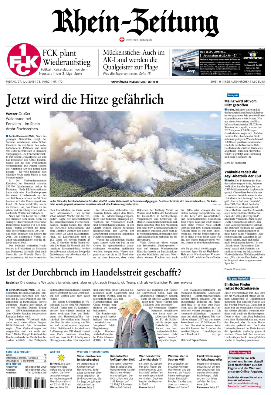 Rhein-Zeitung Kreis Altenkirchen vom Freitag, 27.07.2018