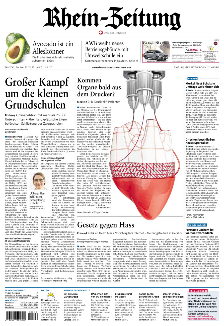 Rhein-Zeitung Kreis Altenkirchen vom Samstag, 20.05.2017