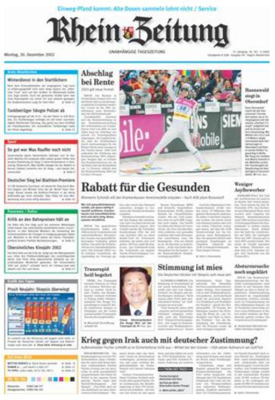 Rhein-Zeitung Kreis Altenkirchen vom Montag, 30.12.2002