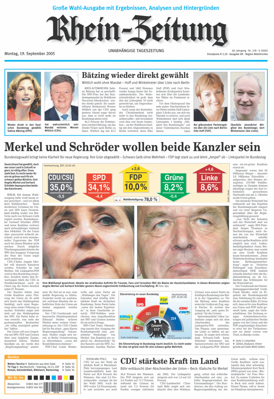 Rhein-Zeitung Kreis Altenkirchen vom Montag, 19.09.2005