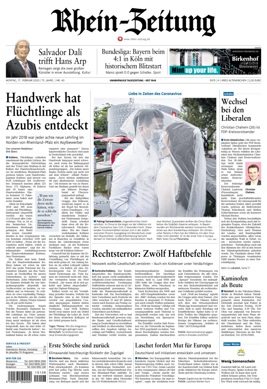 Rhein-Zeitung Kreis Altenkirchen vom Montag, 17.02.2020