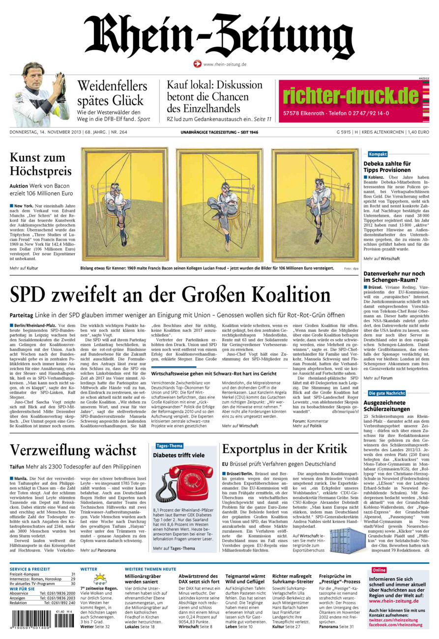 Rhein-Zeitung Kreis Altenkirchen vom Donnerstag, 14.11.2013