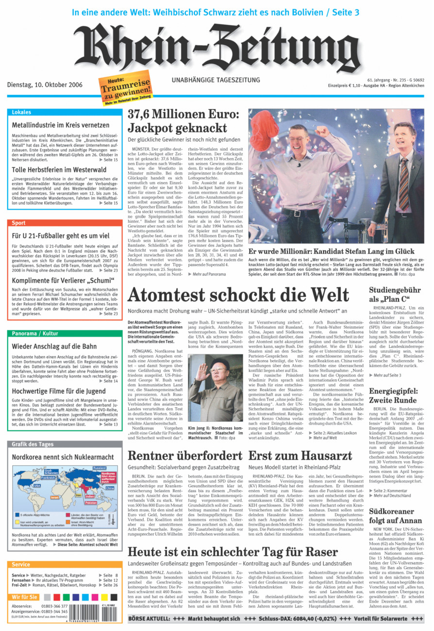 Rhein-Zeitung Kreis Altenkirchen vom Dienstag, 10.10.2006
