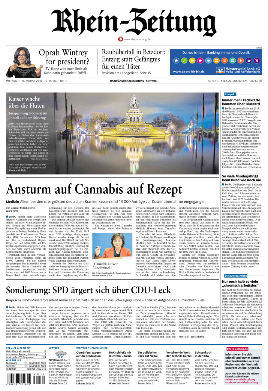 Rhein-Zeitung Kreis Altenkirchen vom Mittwoch, 10.01.2018